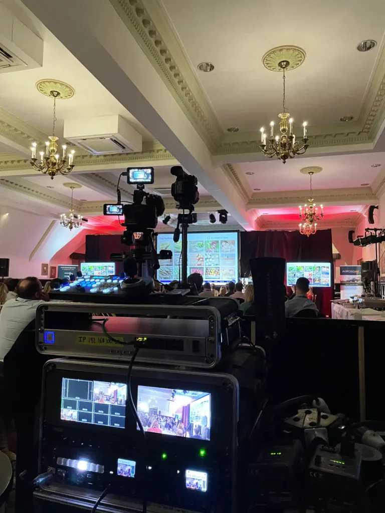 Photograph of camera equipment being used to film an event.