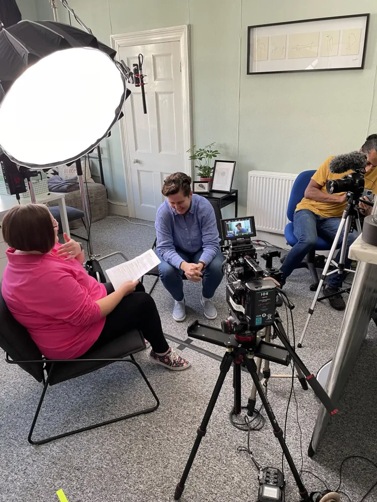 Behind the scenes of filming a video for a charity.