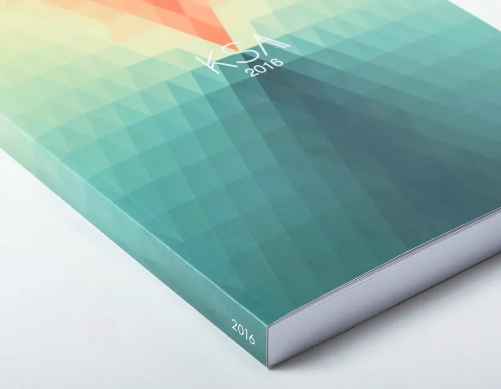 Spine of the Kent School of Architecture catalogue, showing the quality of printing and finishing.