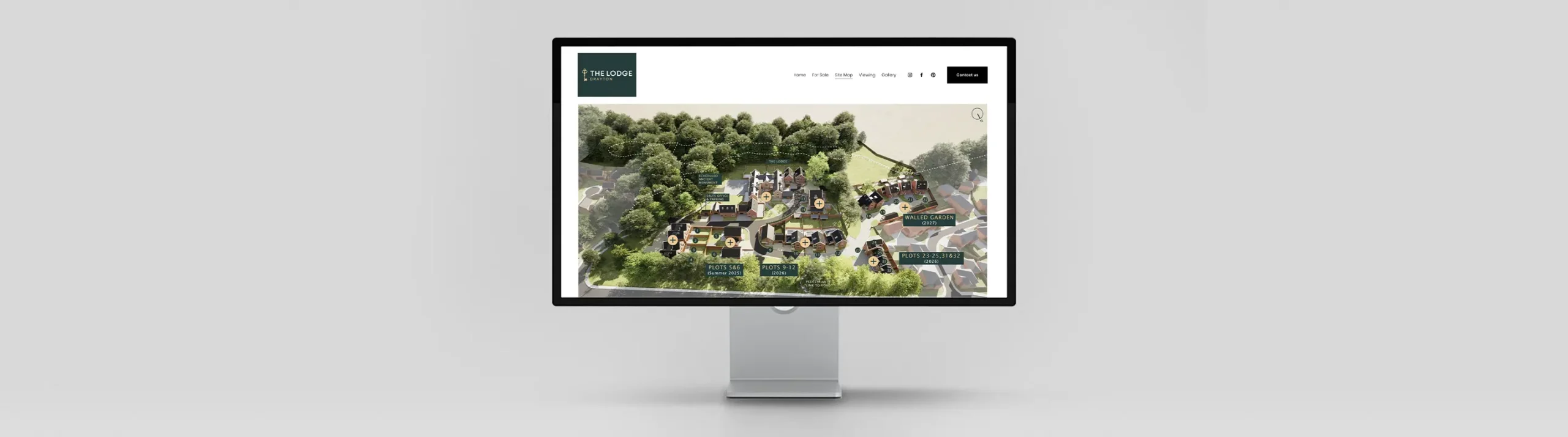 Banner image for the MADE BY WOODSMOKE Websites, Branding and Graphic Design page, featuring a completed website project mocked up on an Apple Display.