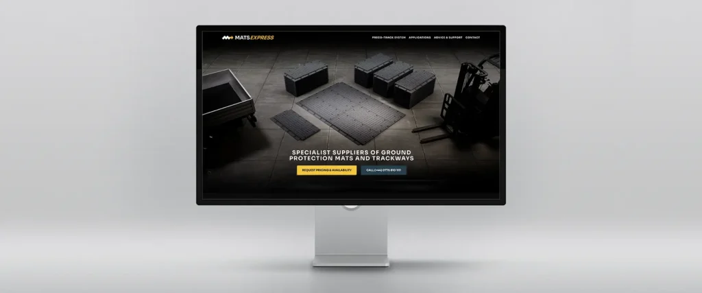 Image of a computer screen showing a mockup of the Mats Express homepage