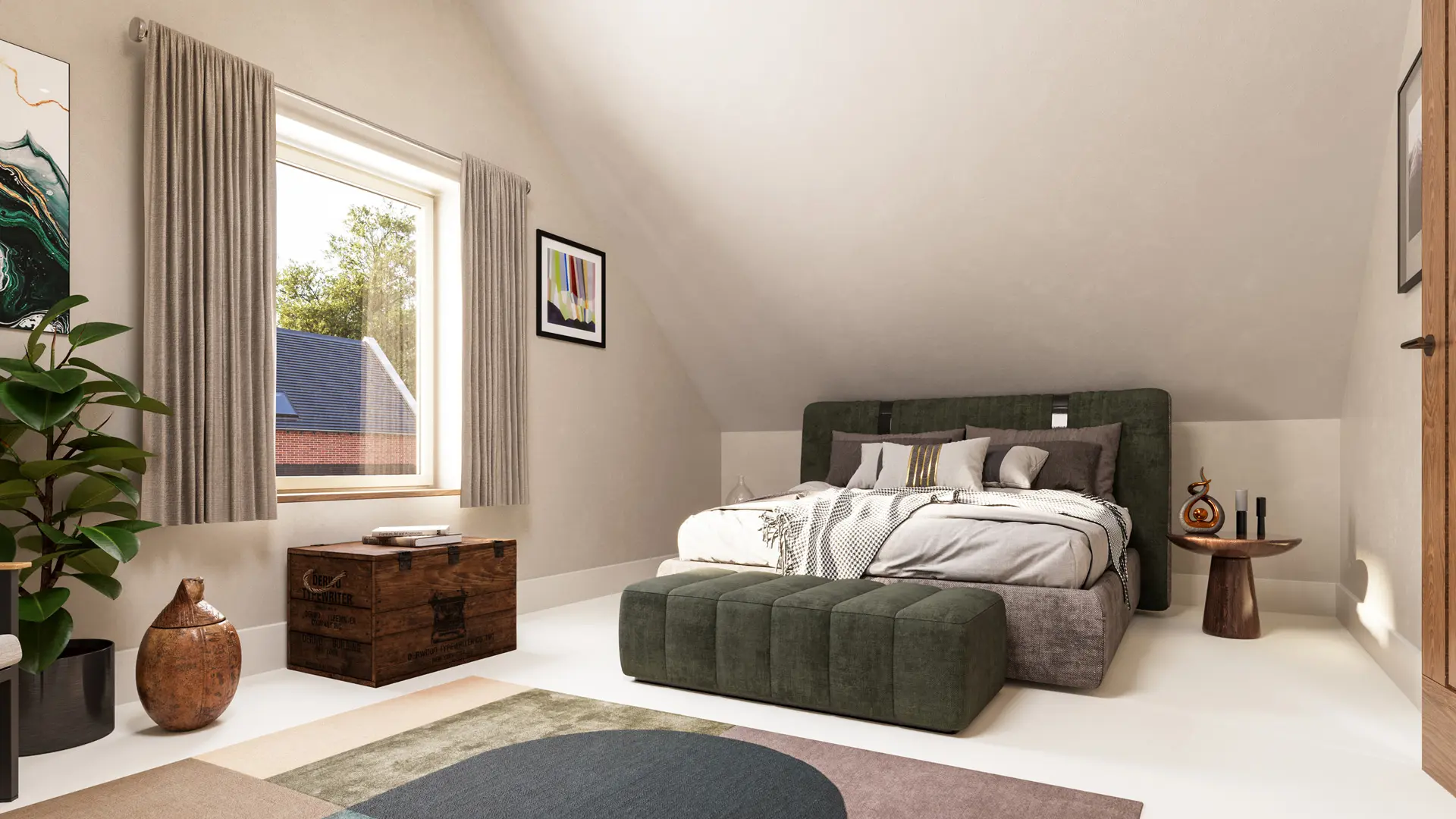 Interior visual of bedroom 3 at Holkham House