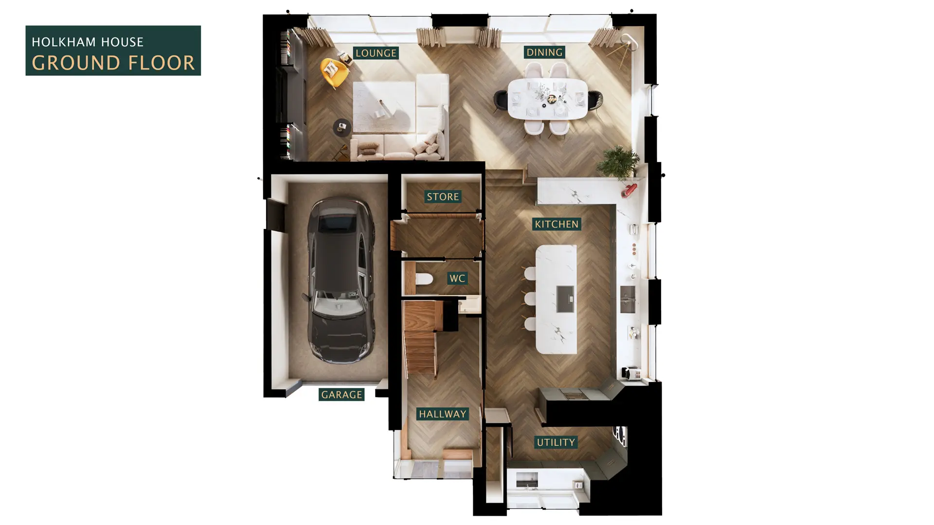 Ground floor 3D plan of Holkham House
