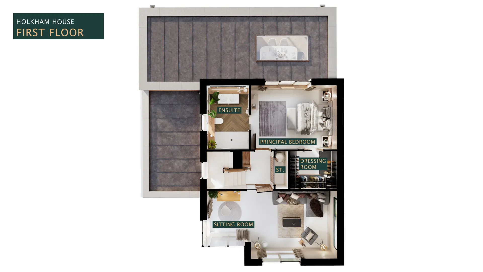 First floor 3D plan of Holkham House