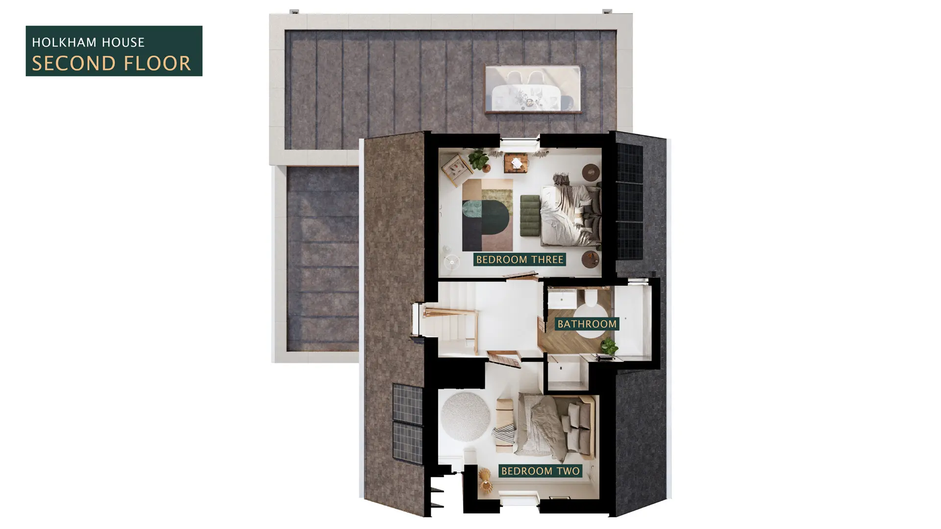 Second floor 3D plan of Holkham House