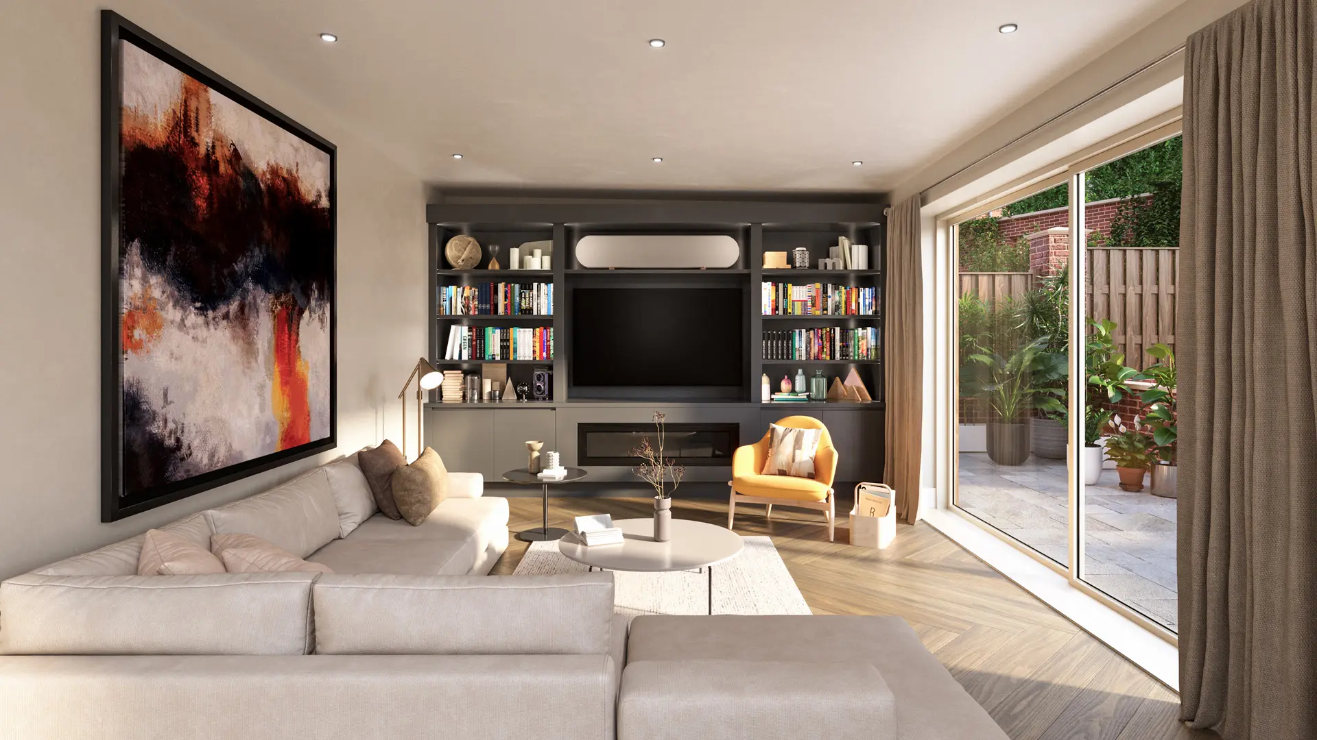 CGI render of the lounge of Holkham House