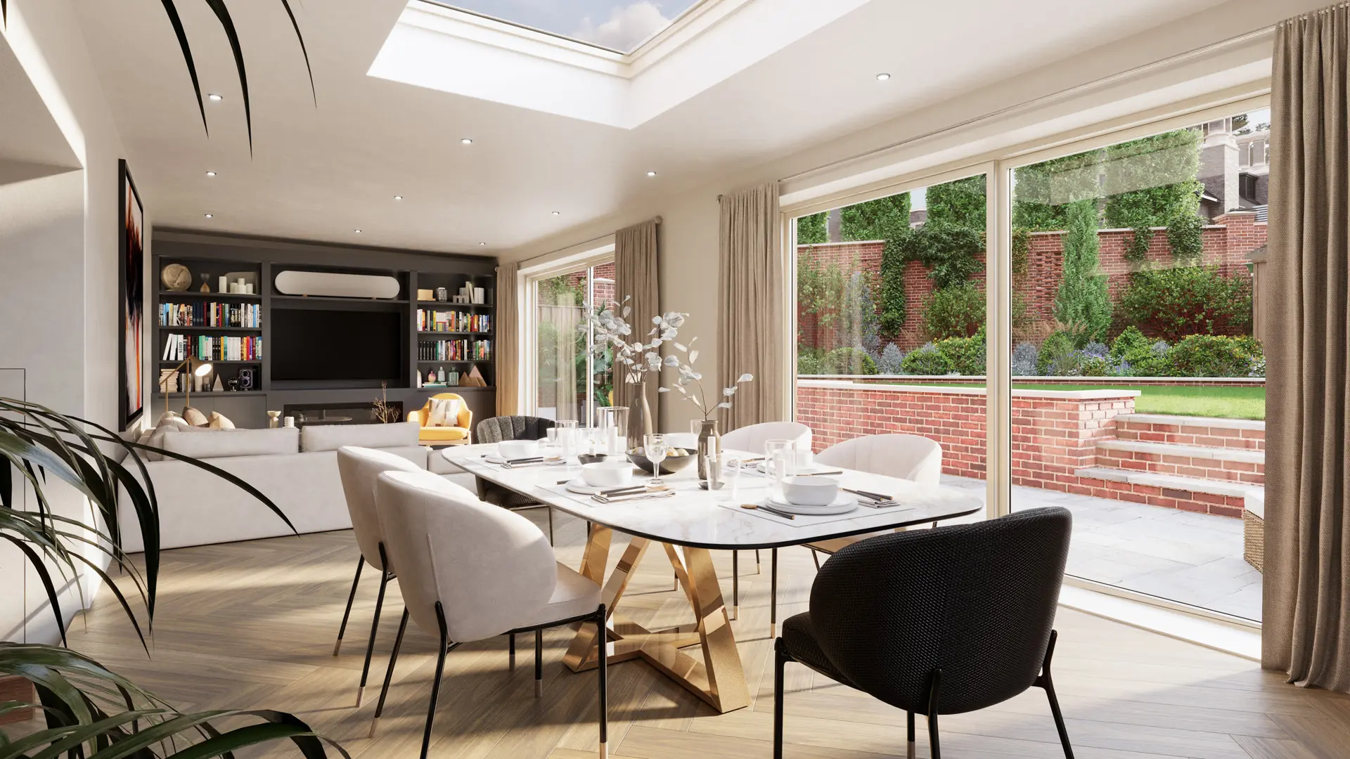 Computer rendered image of the dining area of Holkham House
