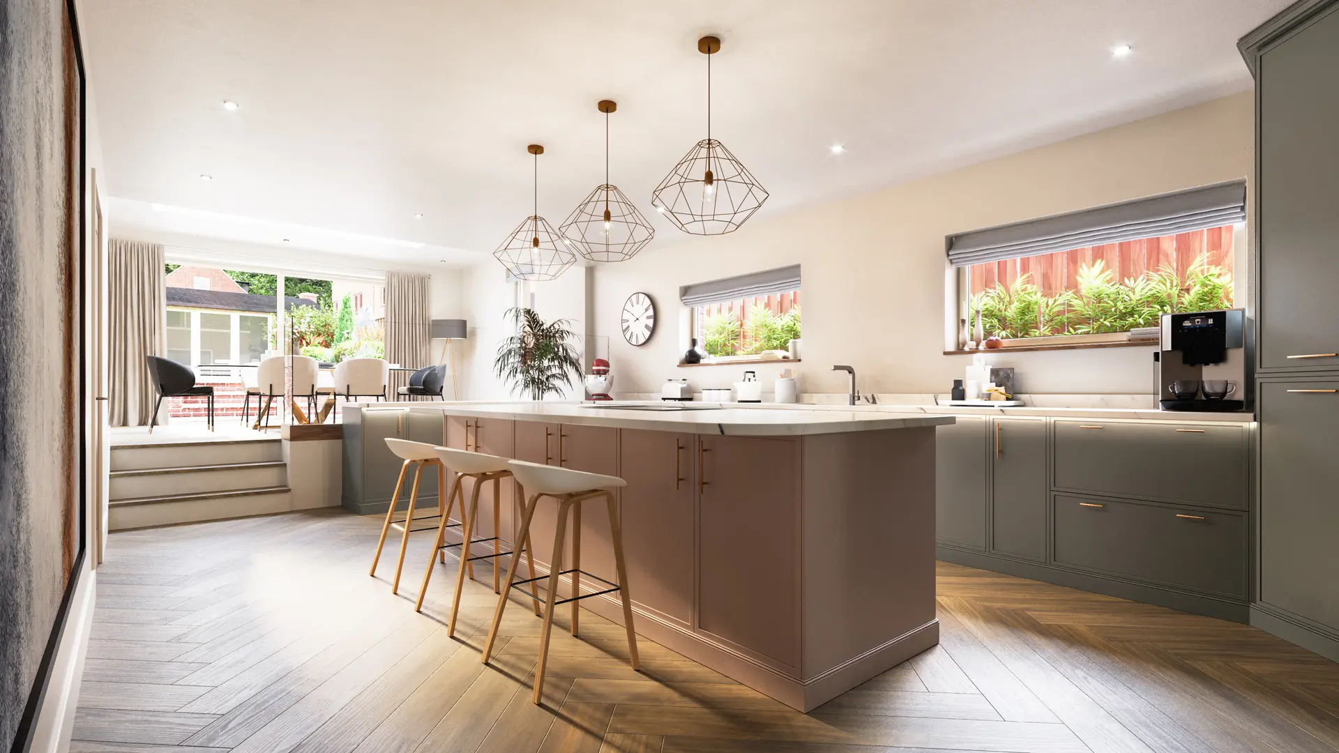 Interior visualisation of the kitchen at Holkham House