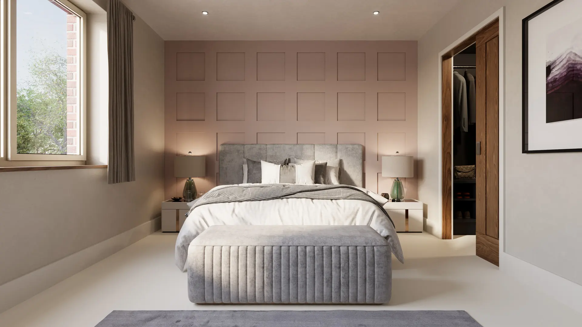 CGI render of the master bedroom at Holkham House