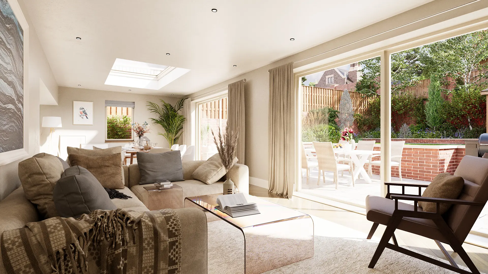 CGI rendered image of the lounge at Wells House