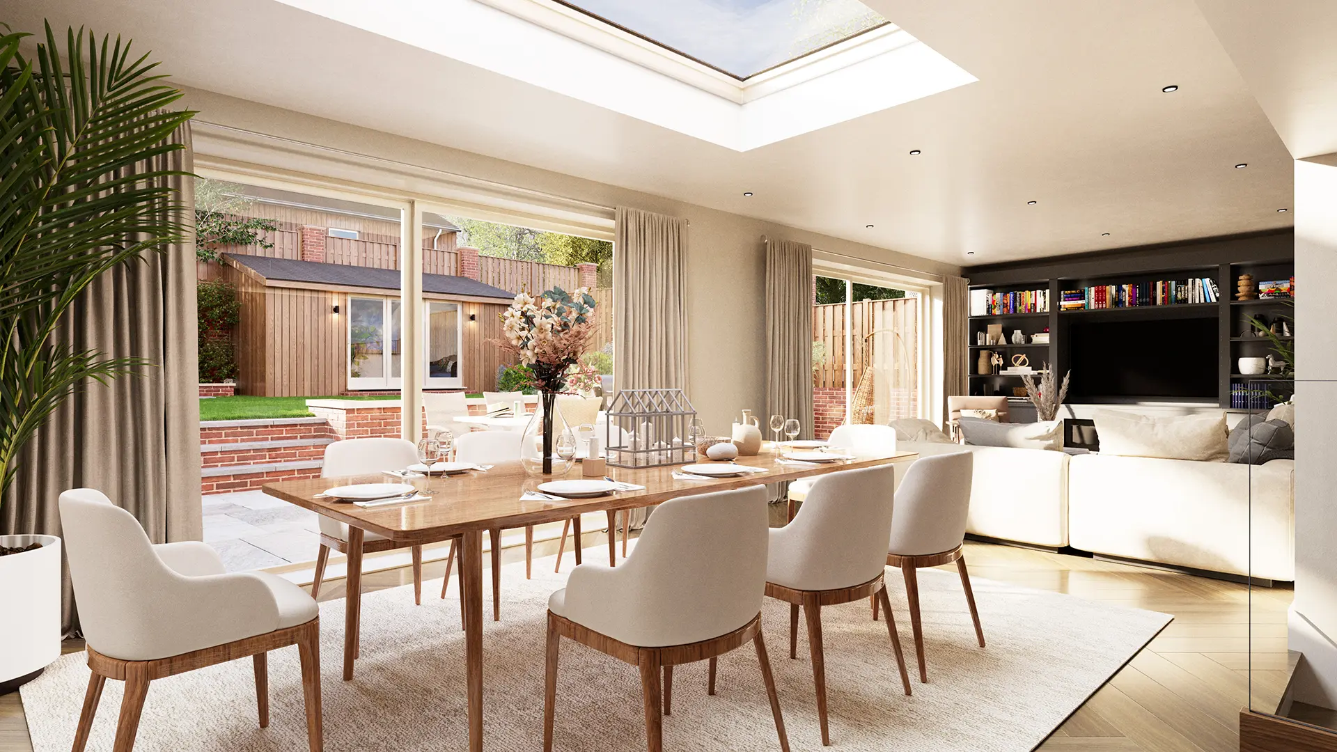 CGI rendered visual of the lounge at Wells House