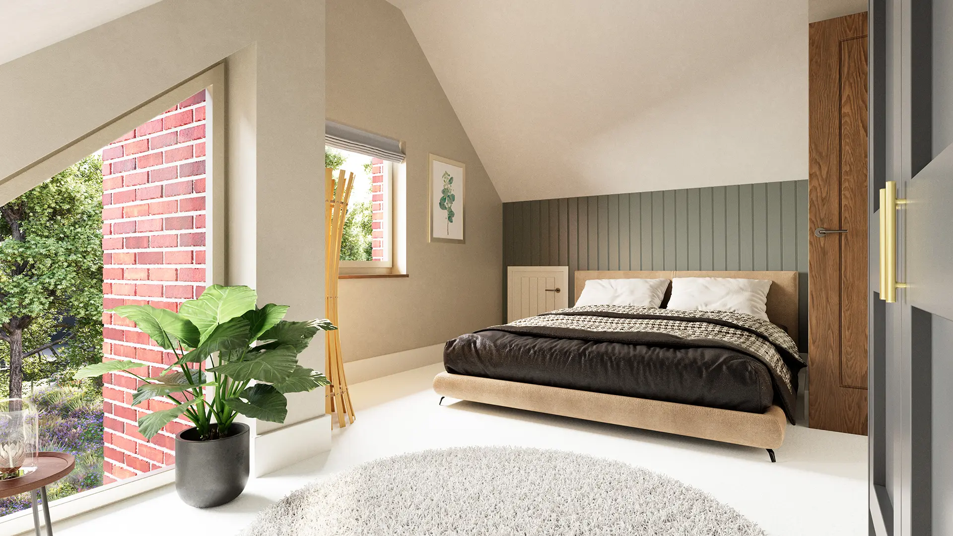 Computer rendered image of bedroom 2 at Wells House