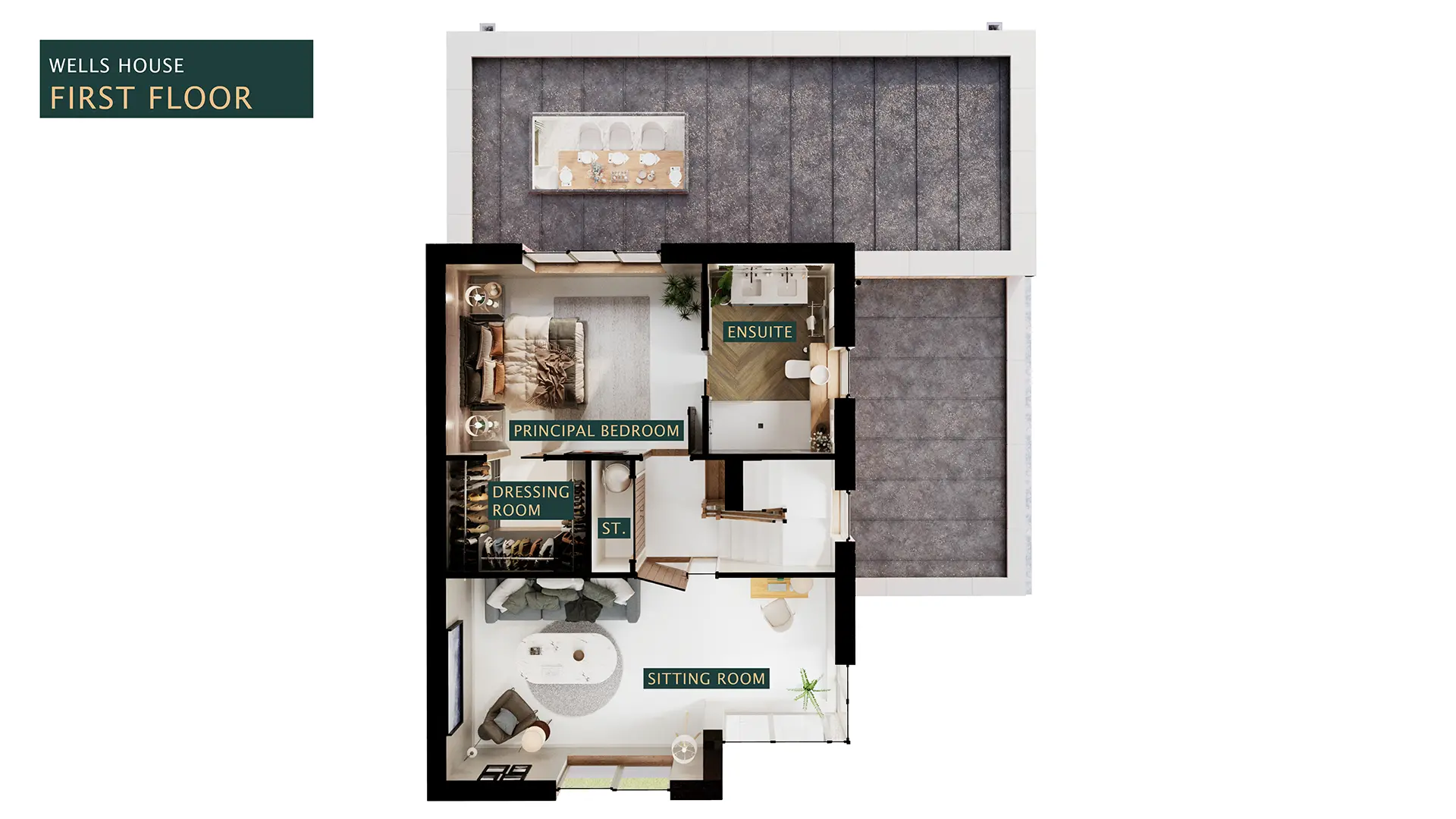 First floor 3D plan of Holkham House