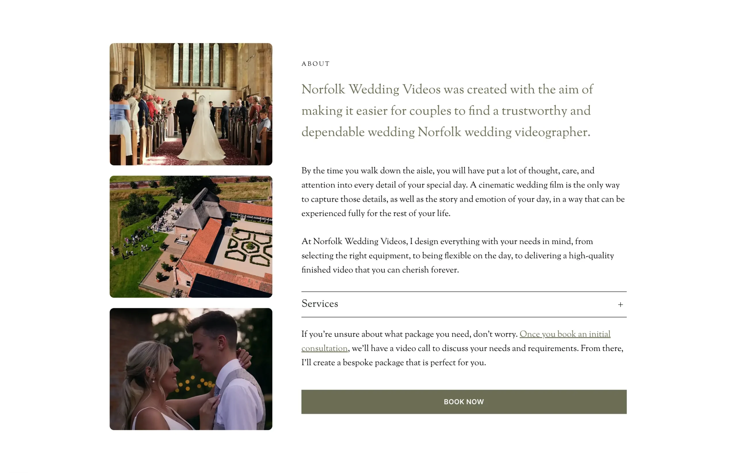 Screenshot of the NWV videos with images and text